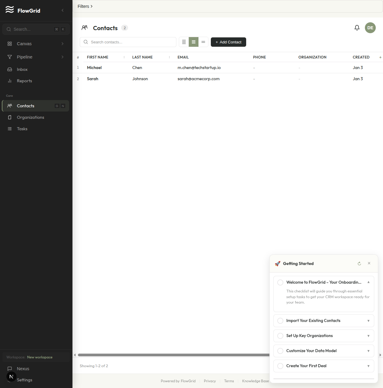 Contacts List View