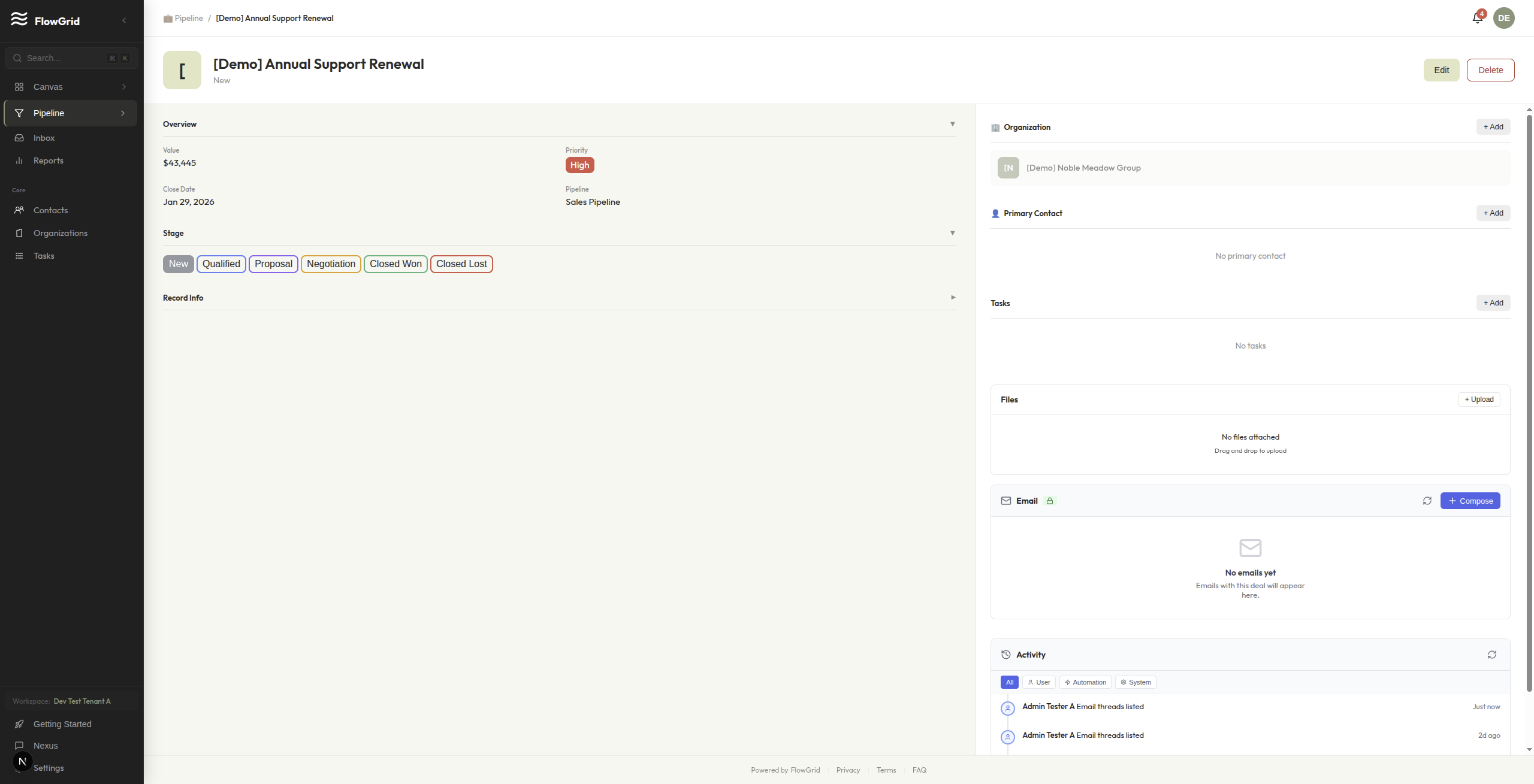 Deal Activity Panel